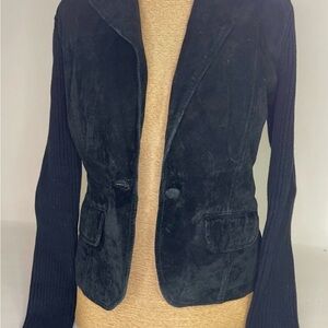 International Concepts Women's Black Suede with Ribbing Jacket Small